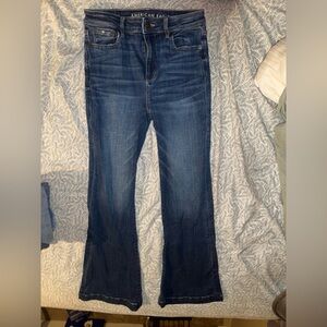 American Eagle Outfitters Dark Blue Stretch High Rise Flare Jeans